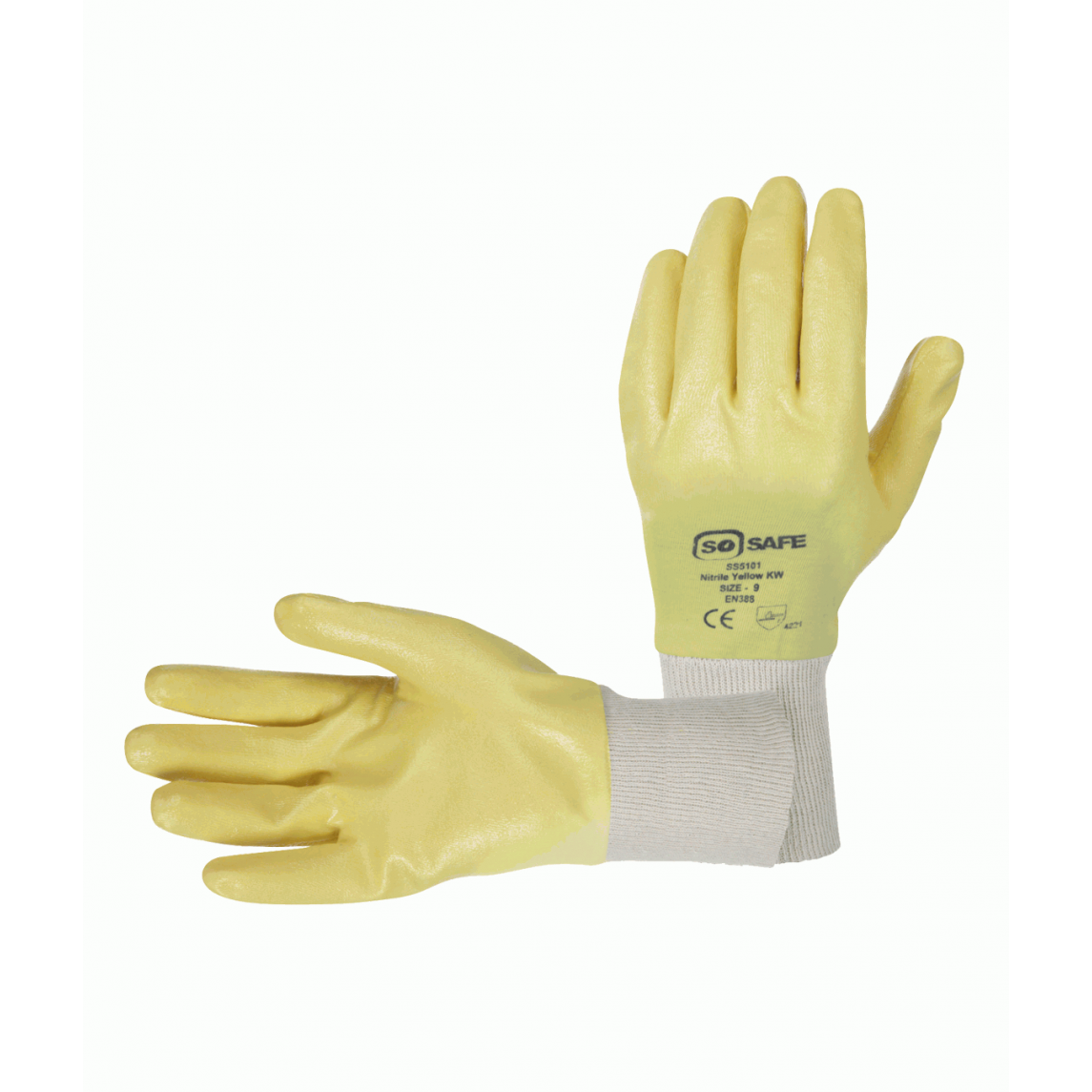 Yellow Nitrile Full Coated Knit Wrist Glove